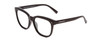Profile View of Coyote Cheyenne Designer Progressive Lens Blue Light Blocking Eyeglasses in Gloss Black Ladies Square Full Rim Acetate 52 mm with Blue Light Zone functionality illustration laid over the lens