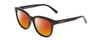 Profile View of Coyote Cheyenne Designer Polarized Sunglasses with Custom Cut Red Mirror Lenses in Gloss Black Ladies Square Full Rim Acetate 52 mm