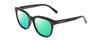 Profile View of Coyote Cheyenne Designer Polarized Reading Sunglasses with Custom Cut Powered Green Mirror Lenses in Gloss Black Ladies Square Full Rim Acetate 52 mm