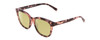 Profile View of Coyote Cheyenne Designer Polarized Reading Sunglasses with Custom Cut Powered Sun Flower Yellow Lenses in Purple Tortoise Ladies Square Full Rim Acetate 52 mm