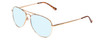 Profile View of Coyote Classic II Designer Progressive Lens Blue Light Blocking Eyeglasses in Gold Brown Ladies Aviator Full Rim Metal 55 mm