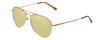 Profile View of Coyote Classic II Designer Polarized Reading Sunglasses with Custom Cut Powered Sun Flower Yellow Lenses in Gold Brown Ladies Aviator Full Rim Metal 55 mm