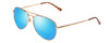 Profile View of Coyote Classic II Designer Polarized Reading Sunglasses with Custom Cut Powered Blue Mirror Lenses in Gold Brown Ladies Aviator Full Rim Metal 55 mm