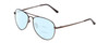 Profile View of Coyote Classic II Designer Progressive Lens Blue Light Blocking Eyeglasses in Gun Metal Grey Unisex Aviator Full Rim Metal 55 mm with Blue Light Zone functionality illustration laid over the lens