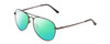 Profile View of Coyote Classic II Designer Polarized Reading Sunglasses with Custom Cut Powered Green Mirror Lenses in Gun Metal Grey Unisex Aviator Full Rim Metal 55 mm