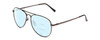 Profile View of Coyote Classic II Designer Progressive Lens Blue Light Blocking Eyeglasses in Silver Unisex Aviator Full Rim Metal 55 mm with Blue Light Zone functionality illustration laid over the lens