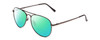 Profile View of Coyote Classic II Designer Polarized Reading Sunglasses with Custom Cut Powered Green Mirror Lenses in Silver Unisex Aviator Full Rim Metal 55 mm