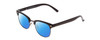 Profile View of Coyote Country Club Designer Polarized Sunglasses with Custom Cut Blue Mirror Lenses in Gloss Black Unisex Cateye Full Rim Acetate 51 mm