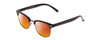 Profile View of Coyote Country Club Designer Polarized Sunglasses with Custom Cut Red Mirror Lenses in Gloss Black Unisex Cateye Full Rim Acetate 51 mm