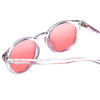 Close Up View of Coyote Crosstown Ladies Polarized Sunglasses Crystal Blue Brown/Pink Mirror 47mm