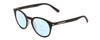 Profile View of Coyote Crosstown Designer Progressive Lens Blue Light Blocking Eyeglasses in Matte Black Grey Unisex Round Full Rim Acetate 47 mm with Blue Light Zone functionality illustration laid over the lens