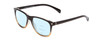 Profile View of Coyote Dakota Designer Progressive Lens Blue Light Blocking Eyeglasses in Dark Brown Fade Unisex Square Full Rim Acetate 51 mm with Blue Light Zone functionality illustration laid over the lens