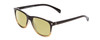 Profile View of Coyote Dakota Designer Polarized Reading Sunglasses with Custom Cut Powered Sun Flower Yellow Lenses in Dark Brown Fade Unisex Square Full Rim Acetate 51 mm