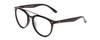 Profile View of Coyote Downtown Designer Progressive Lens Blue Light Blocking Eyeglasses in Gloss Black Grey Unisex Cateye Full Rim Acetate 54 mm with Blue Light Zone functionality illustration laid over the lens
