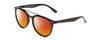 Profile View of Coyote Downtown Designer Polarized Sunglasses with Custom Cut Red Mirror Lenses in Gloss Black Grey Unisex Cateye Full Rim Acetate 54 mm