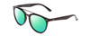 Profile View of Coyote Downtown Designer Polarized Reading Sunglasses with Custom Cut Powered Green Mirror Lenses in Gloss Black Grey Unisex Cateye Full Rim Acetate 54 mm