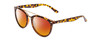 Profile View of Coyote Downtown Designer Polarized Sunglasses with Custom Cut Red Mirror Lenses in Tortoise Brown Ladies Cateye Full Rim Acetate 54 mm