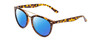 Profile View of Coyote Downtown Designer Polarized Reading Sunglasses with Custom Cut Powered Blue Mirror Lenses in Tortoise Brown Ladies Cateye Full Rim Acetate 54 mm