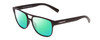 Profile View of Coyote Elixir Designer Polarized Reading Sunglasses with Custom Cut Powered Green Mirror Lenses in Matte Black Grey Mens Square Full Rim Acetate 52 mm