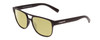 Profile View of Coyote Elixir Designer Polarized Reading Sunglasses with Custom Cut Powered Sun Flower Yellow Lenses in Matte Black Grey Mens Square Full Rim Acetate 52 mm
