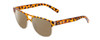 Profile View of Coyote Elixir Designer Polarized Reading Sunglasses with Custom Cut Powered Amber Brown Lenses in Tortoise Clear Fade Ladies Square Full Rim Acetate 52 mm