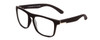 Profile View of Coyote Marco Designer Progressive Lens Blue Light Blocking Eyeglasses in Matte Black Unisex Square Full Rim Acetate 53 mm with Blue Light Zone functionality illustration laid over the lens