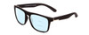 Profile View of Coyote Marco Designer Progressive Lens Blue Light Blocking Eyeglasses in Matte Black Unisex Square Full Rim Acetate 53 mm with Blue Light Zone functionality illustration laid over the lens