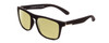 Profile View of Coyote Marco Designer Polarized Reading Sunglasses with Custom Cut Powered Sun Flower Yellow Lenses in Matte Black Unisex Square Full Rim Acetate 53 mm