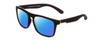 Profile View of Coyote Marco Designer Polarized Reading Sunglasses with Custom Cut Powered Blue Mirror Lenses in Matte Black Unisex Square Full Rim Acetate 53 mm
