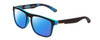 Profile View of Coyote Marco Designer Polarized Sunglasses with Custom Cut Blue Mirror Lenses in Matte Black Grey Unisex Square Full Rim Acetate 53 mm