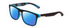Profile View of Coyote Marco Designer Polarized Reading Sunglasses with Custom Cut Powered Blue Mirror Lenses in Matte Black Grey Unisex Square Full Rim Acetate 53 mm