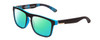 Profile View of Coyote Marco Designer Polarized Reading Sunglasses with Custom Cut Powered Green Mirror Lenses in Matte Black Grey Unisex Square Full Rim Acetate 53 mm