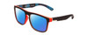 Profile View of Coyote Marco Designer Polarized Reading Sunglasses with Custom Cut Powered Blue Mirror Lenses in Matte Black Grey Unisex Square Full Rim Acetate 53 mm