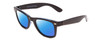 Profile View of Coyote Nomad Designer Polarized Sunglasses with Custom Cut Blue Mirror Lenses in Gloss Black Grey Unisex Square Full Rim Acetate 50 mm