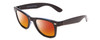 Profile View of Coyote Nomad Designer Polarized Sunglasses with Custom Cut Red Mirror Lenses in Gloss Black Grey Unisex Square Full Rim Acetate 50 mm