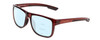 Profile View of Coyote Outlaw Designer Progressive Lens Blue Light Blocking Eyeglasses in Crystal Brown Unisex Square Full Rim Acetate 55 mm with Blue Light Zone functionality illustration laid over the lens