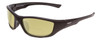 Profile View of Coyote P-19 Designer Polarized Reading Sunglasses with Custom Cut Powered Sun Flower Yellow Lenses in Matte Black Unisex Wrap Full Rim Acetate 60 mm