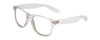 Profile View of Coyote P-23 Designer Reading Eye Glasses in Crystal Clear Grey Unisex Square Full Rim Acetate 51 mm