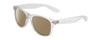 Profile View of Coyote P-23 Designer Polarized Sunglasses with Custom Cut Amber Brown Lenses in Crystal Clear Grey Unisex Square Full Rim Acetate 51 mm