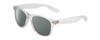 Profile View of Coyote P-23 Designer Polarized Sunglasses with Custom Cut Smoke Grey Lenses in Crystal Clear Grey Unisex Square Full Rim Acetate 51 mm