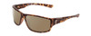 Profile View of Coyote P-37 Designer Polarized Sunglasses with Custom Cut Amber Brown Lenses in Matte Tortoise Unisex Rectangle Full Rim Acetate 61 mm
