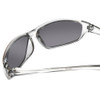Close Up View of Coyote P-38 Unisex Designer Polarized Sunglasses Crystal Grey & Blue Mirror 65mm