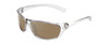 Profile View of Coyote P-38 Designer Polarized Reading Sunglasses with Custom Cut Powered Amber Brown Lenses in Crystal Grey Unisex Wrap Full Rim Acetate 65 mm