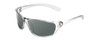 Profile View of Coyote P-38 Designer Polarized Reading Sunglasses with Custom Cut Powered Smoke Grey Lenses in Crystal Grey Unisex Wrap Full Rim Acetate 65 mm