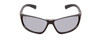 Front View of Coyote P-38 Unisex Wrap Polarized Sunglasses Matte Black Grey/Silver Mirror 65mm