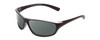 Profile View of Coyote P-38 Designer Polarized Reading Sunglasses with Custom Cut Powered Smoke Grey Lenses in Matte Black Grey Unisex Wrap Full Rim Acetate 65 mm