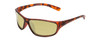 Profile View of Coyote P-38 Designer Polarized Reading Sunglasses with Custom Cut Powered Sun Flower Yellow Lenses in Matte Tortoise Unisex Wrap Full Rim Acetate 65 mm