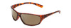 Profile View of Coyote P-38 Designer Polarized Reading Sunglasses with Custom Cut Powered Amber Brown Lenses in Matte Tortoise Unisex Wrap Full Rim Acetate 65 mm