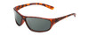 Profile View of Coyote P-38 Designer Polarized Reading Sunglasses with Custom Cut Powered Smoke Grey Lenses in Matte Tortoise Unisex Wrap Full Rim Acetate 65 mm
