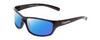 Profile View of Coyote P-42 Designer Polarized Sunglasses with Custom Cut Blue Mirror Lenses in Gloss Black Mens Wrap Full Rim Acetate 62 mm